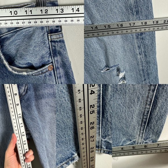 AGOLDE 90s Pinch High Rise Straight Leg Jeans Revolve Blue‎ Denim Distress Sz 24 - Picture 13 of 15